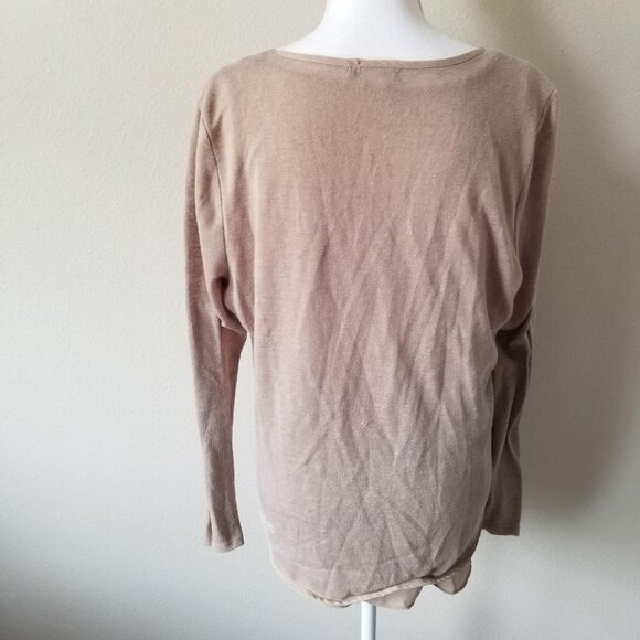 Crosby Womens XL Beige Ombre Long Sleeve Lightweight Top - Picture 2 of 3